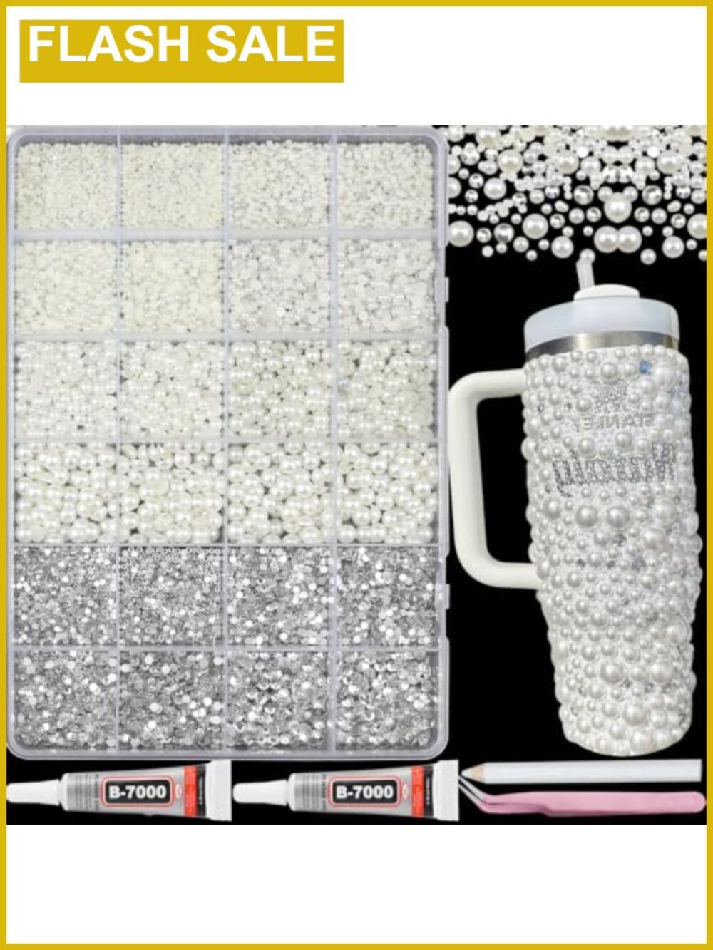 Pearl Rhinestone Bedazzling Kit Mixed Sizes Craft Gems Set